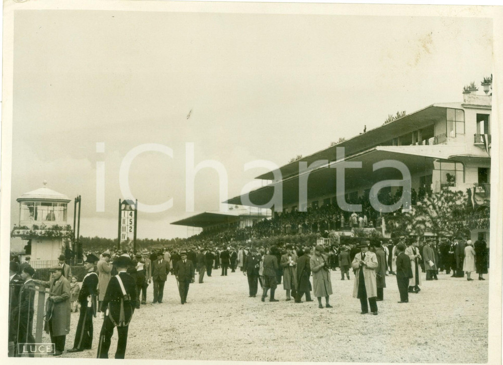 Fotografia d epoca originale 1936 MILANO IPPODROMO SAN SIRO Folla attende il Gran Premio del Re Fotografia 1