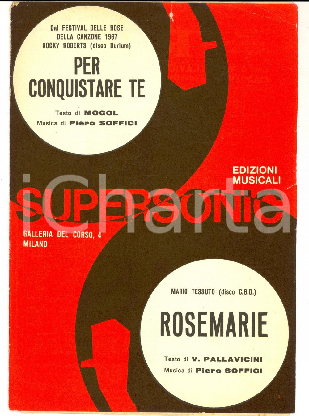 Oggetto da collezione cartaceo 1967 Rocky ROBERTS Per conquistare te  Mario TESSUTO Rosemarie Spartito 1