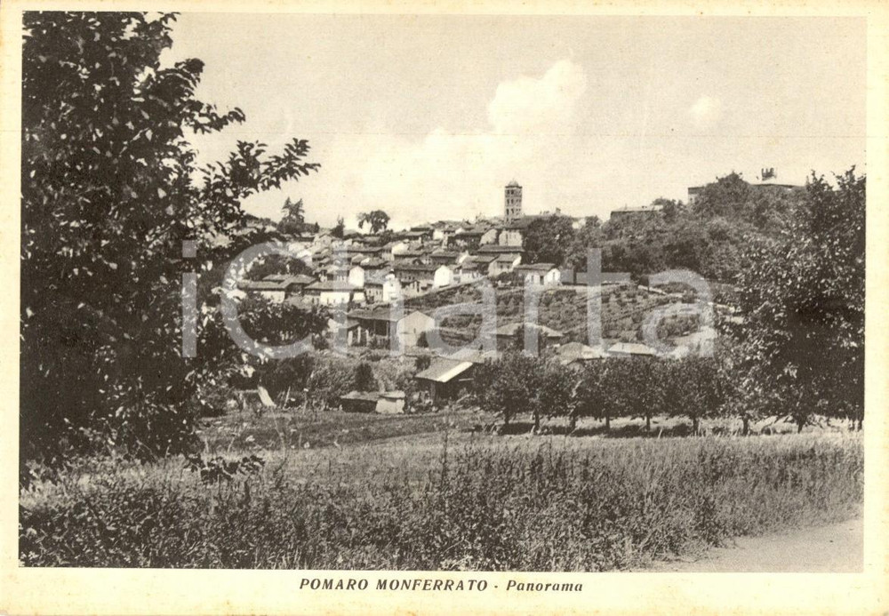 Cartolina originale da collezione 1940 ca POMARO MONFERRATO AL Panorama del paese e dei dintorni Cartolina NV 1
