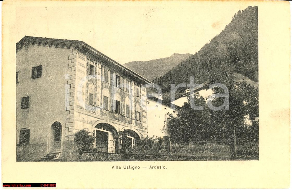 Cartolina originale da collezione 1910 ARDESIO (BG) Villa Ustigno - FP VG 1
