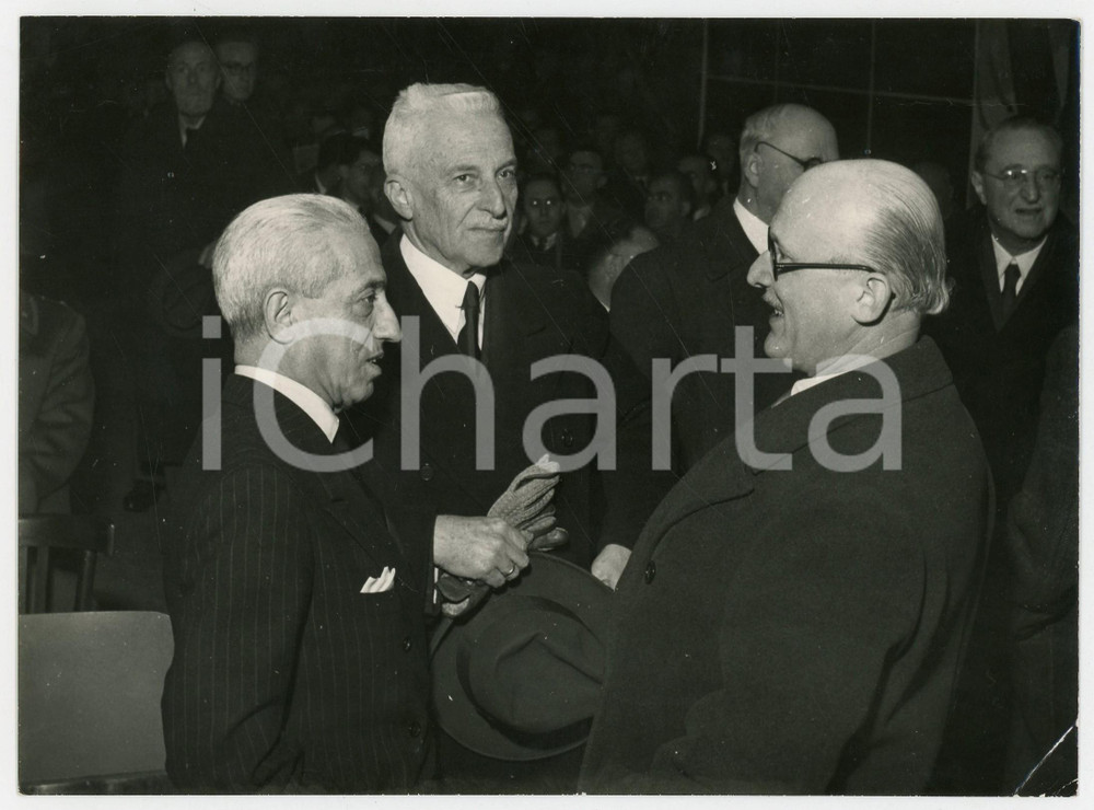 Fotografia d epoca originale 1957 TORINO Amedeo PEYRON con Giancarlo VALLAURI e Vittorio VALLETTA Foto 18x13 1