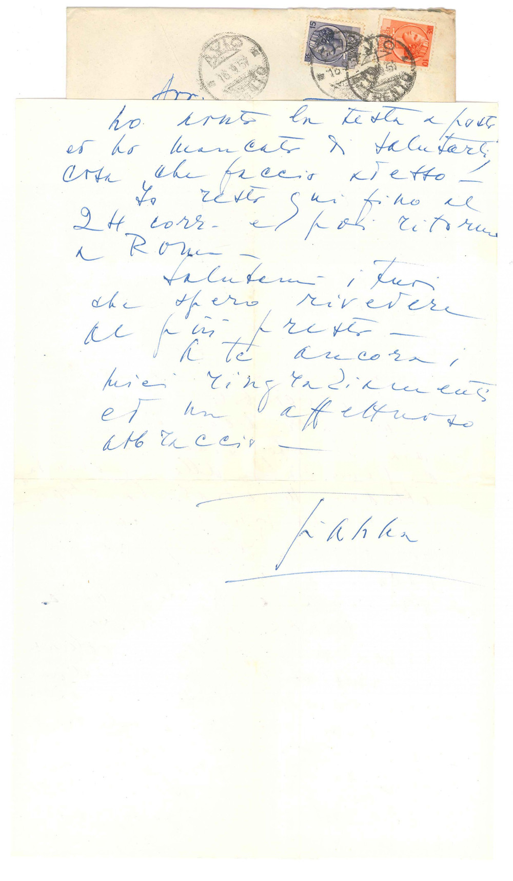Autografo originale 1957 VÃ’ DI AVIO Gianna PEDERZINI intossicata da una cena a Venezia  Autografo 1