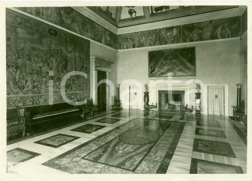 Fotografia d epoca originale 1939 ROMA Salone di Villa MADAMA per visita CHAMBERLAIN e Lord HALIFAX Foto 1