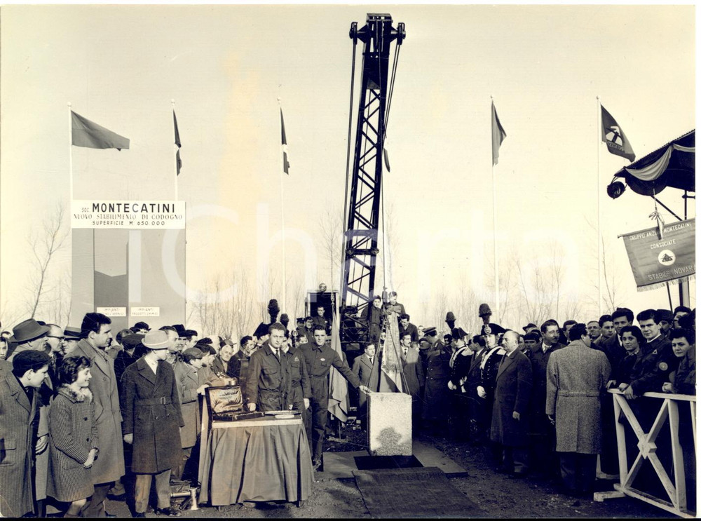 1960 CODOGNO Emilio COLOMBO alla posa prima pietra stabilimento MONTECATINI