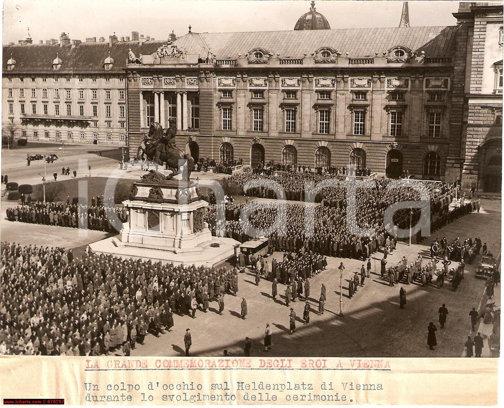 Fotografia d epoca originale 1938 Wien HELDENPLATZ 20 anniversary WW1 Commemoration 1