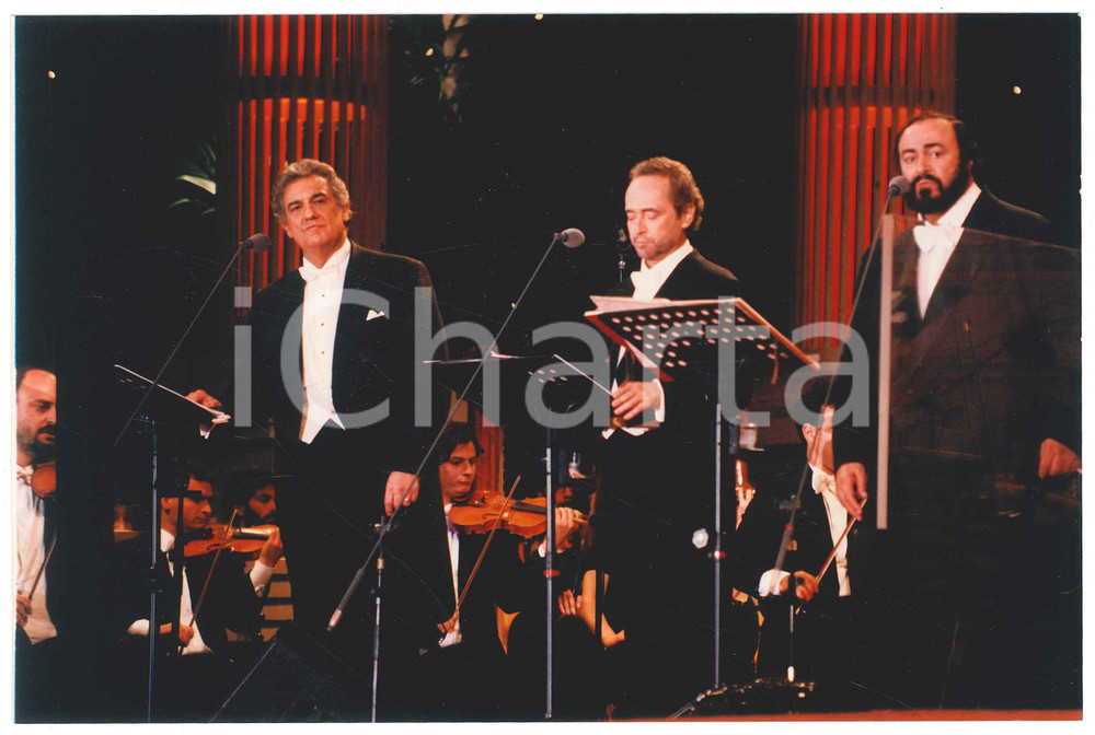 Fotografia d epoca originale 1990 ca LIRICA  TRE TENORI Luciano PAVAROTTI Placido DOMINGO JosÃ© CARRERAS Foto 1