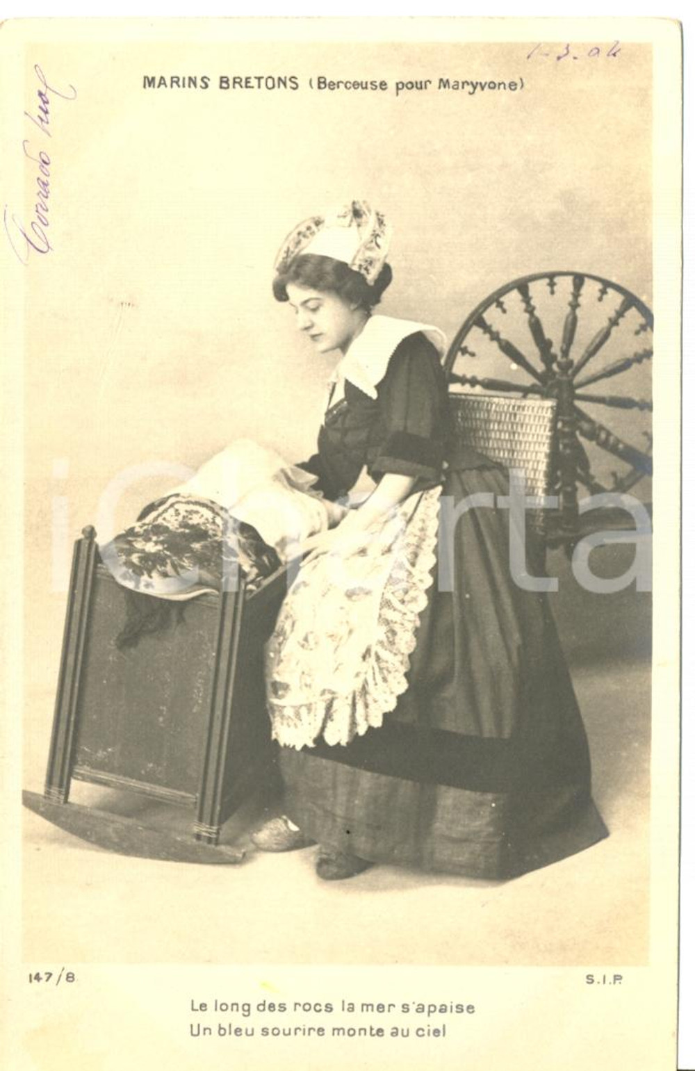 Cartolina originale da collezione 1904 Marins bretons -  Berceuse pour MARYVONE - Le long des rocs *Postcard FP NV 1