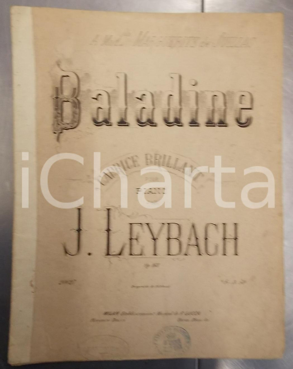 Oggetto da collezione cartaceo 1870 ca J. LEYBACH Baladine : caprice brillant pour piano Ed. RICORDI 1