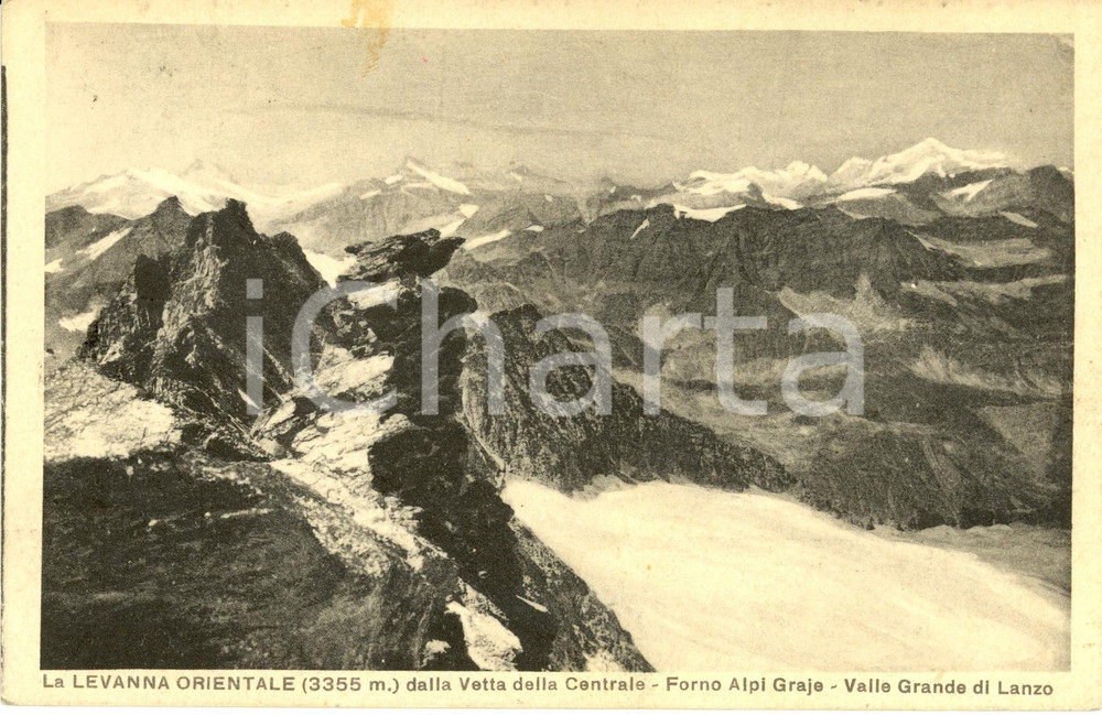 Cartolina originale da collezione 1928 VALLE DI LANZO (TO) Monte LEVANNA ORIENTALE Forno ALPI GRAIE *Cartolina FP 1