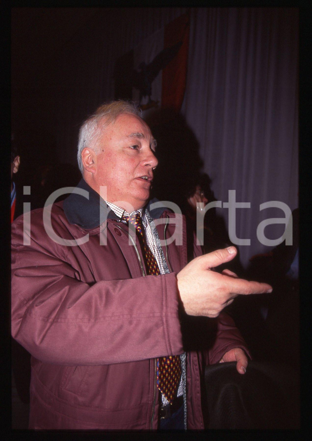 35mm vintage slide* 1995 ca ITALIA Paolo PISANÒ a un convegno sul FASCISMO (1)