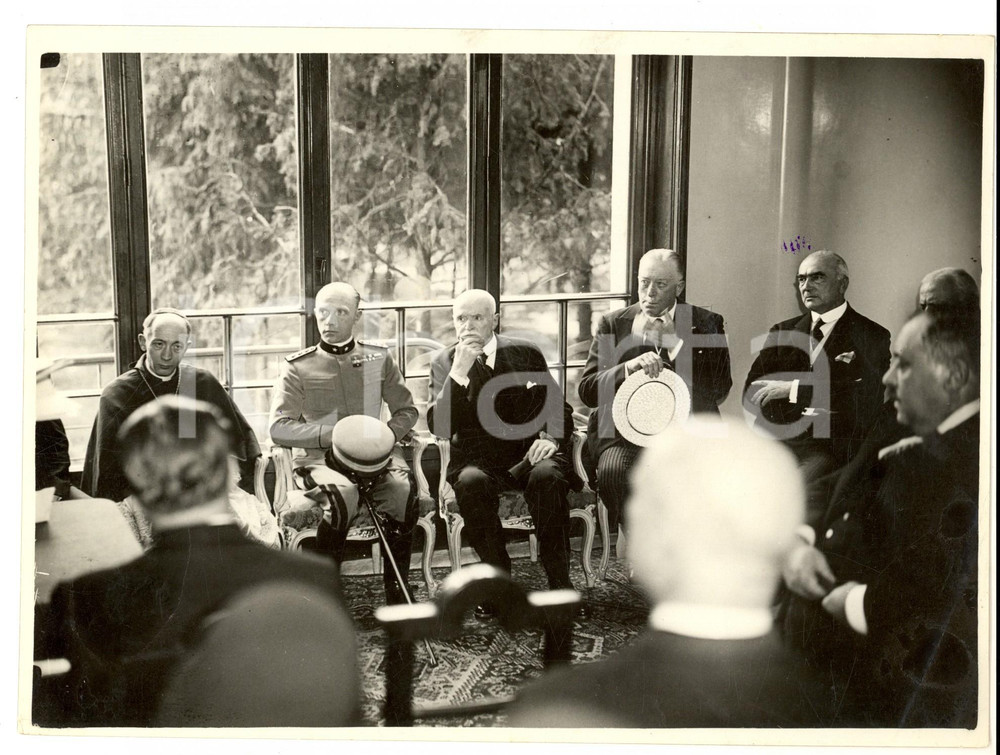 Fotografia d epoca originale 1932 MILANO Card. Ildefonso SCHUSTER e Duca di Bergamo  Padiglione crenoterapia 1