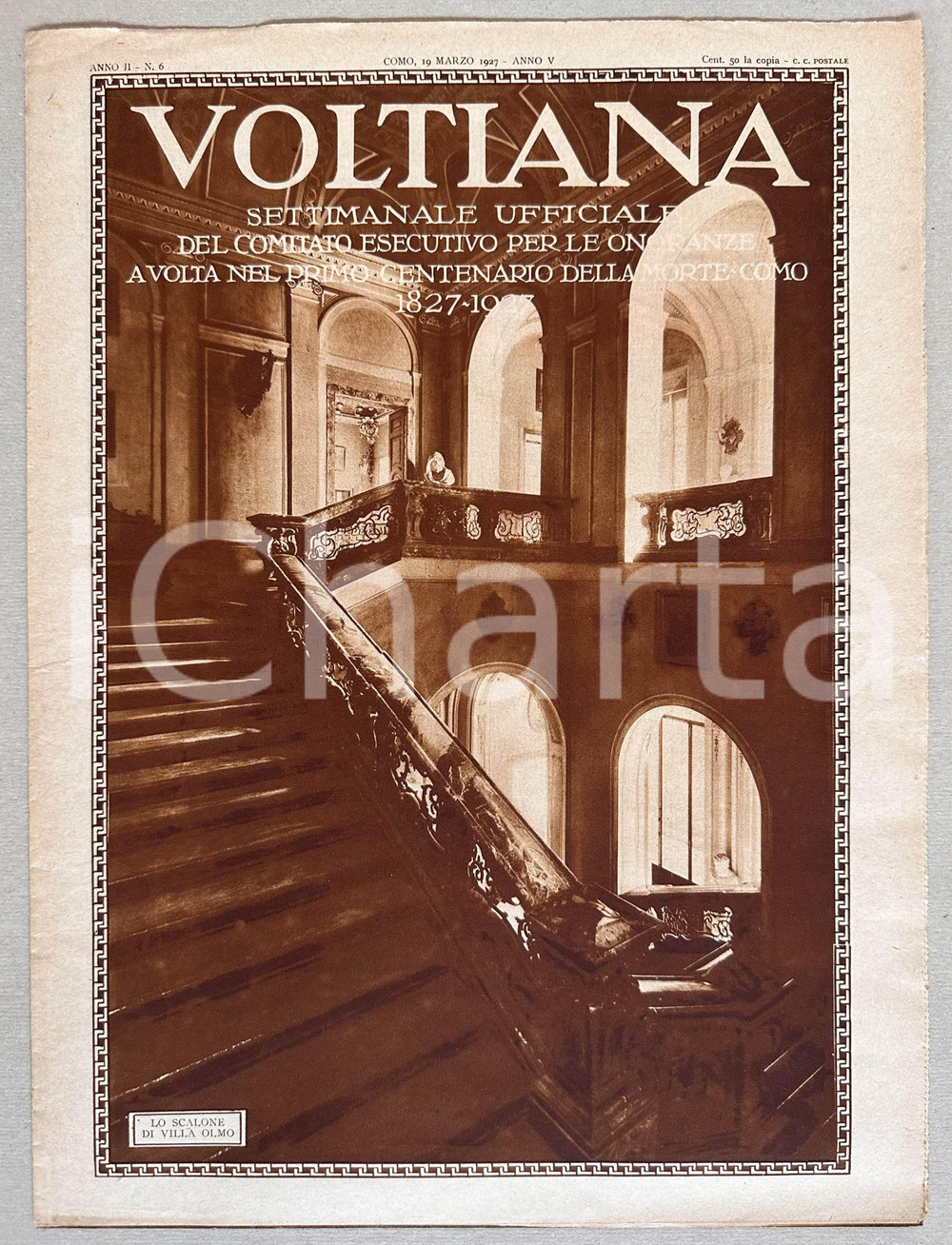Giornale, rivista storica 1927 Rivista VOLTIANA Iniziative della CROCE VERDE di COMO Anno II n.° 6 1