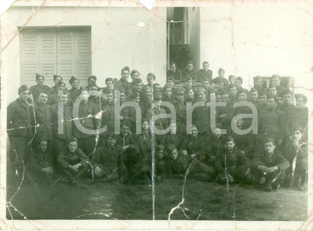 Fotografia d epoca originale 1940 ROVERETO WW2 Gruppo Reparto Specialisti 4Â° Corpo Armata MOLTO DANNEGGIATA 1