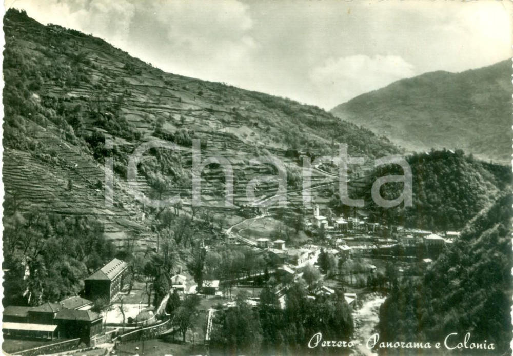 Cartolina originale da collezione 1955 ca PERRERO TO Panorama della valle e colonia Cartolina FG NV 1