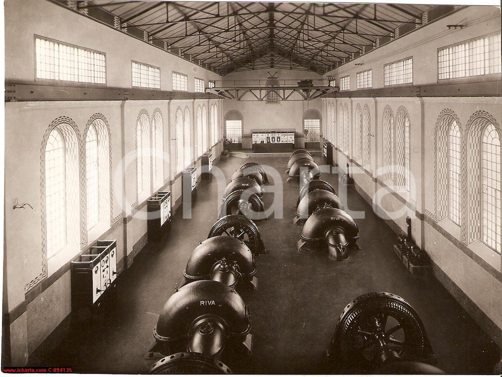 Fotografia d epoca originale 1939 BONDENO Burana Stabilimento Idrovoro sala macchine FOTOGRAFIA 1