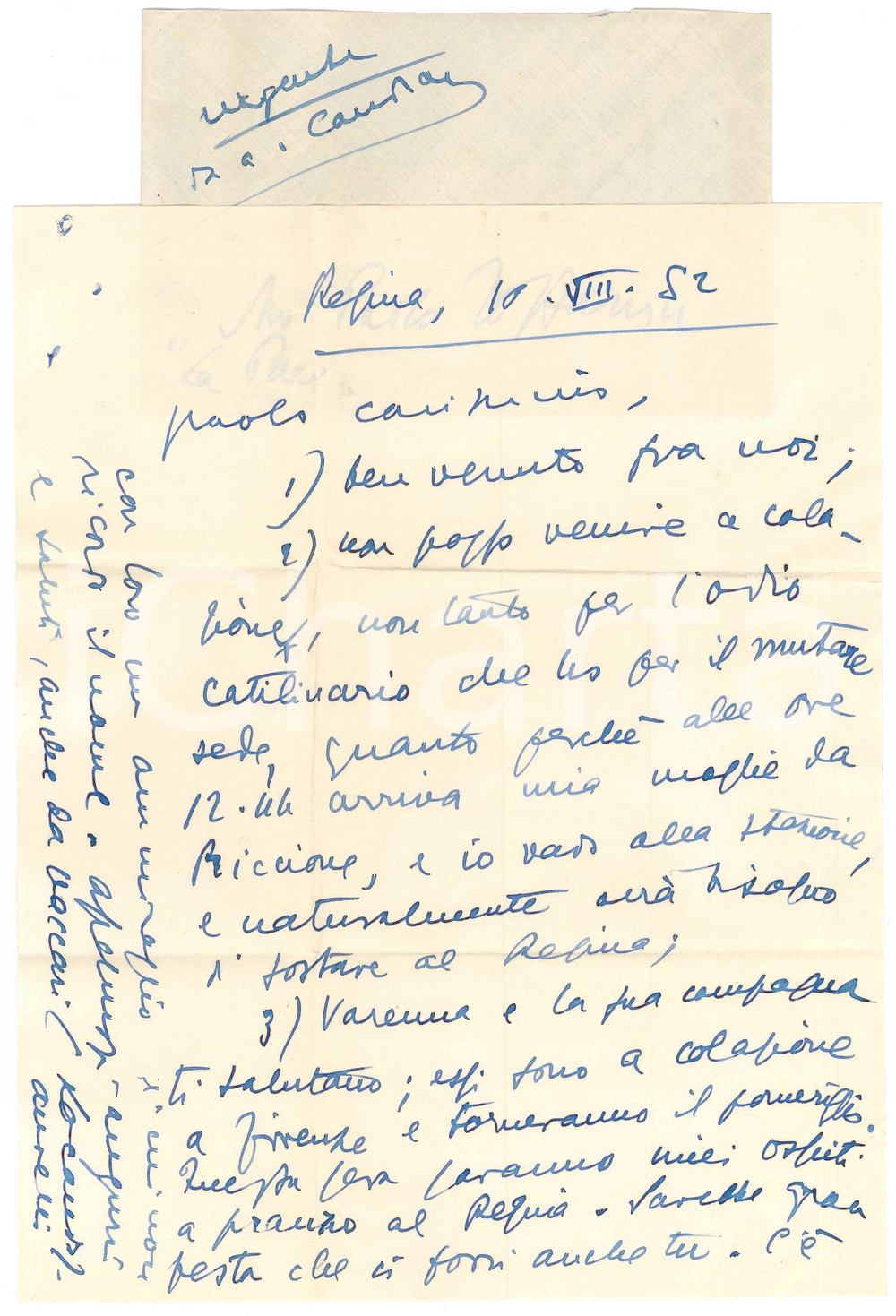 1952 MONTECATINI TERME Lettera Aurelio CANDIAN a un amico - Autografo