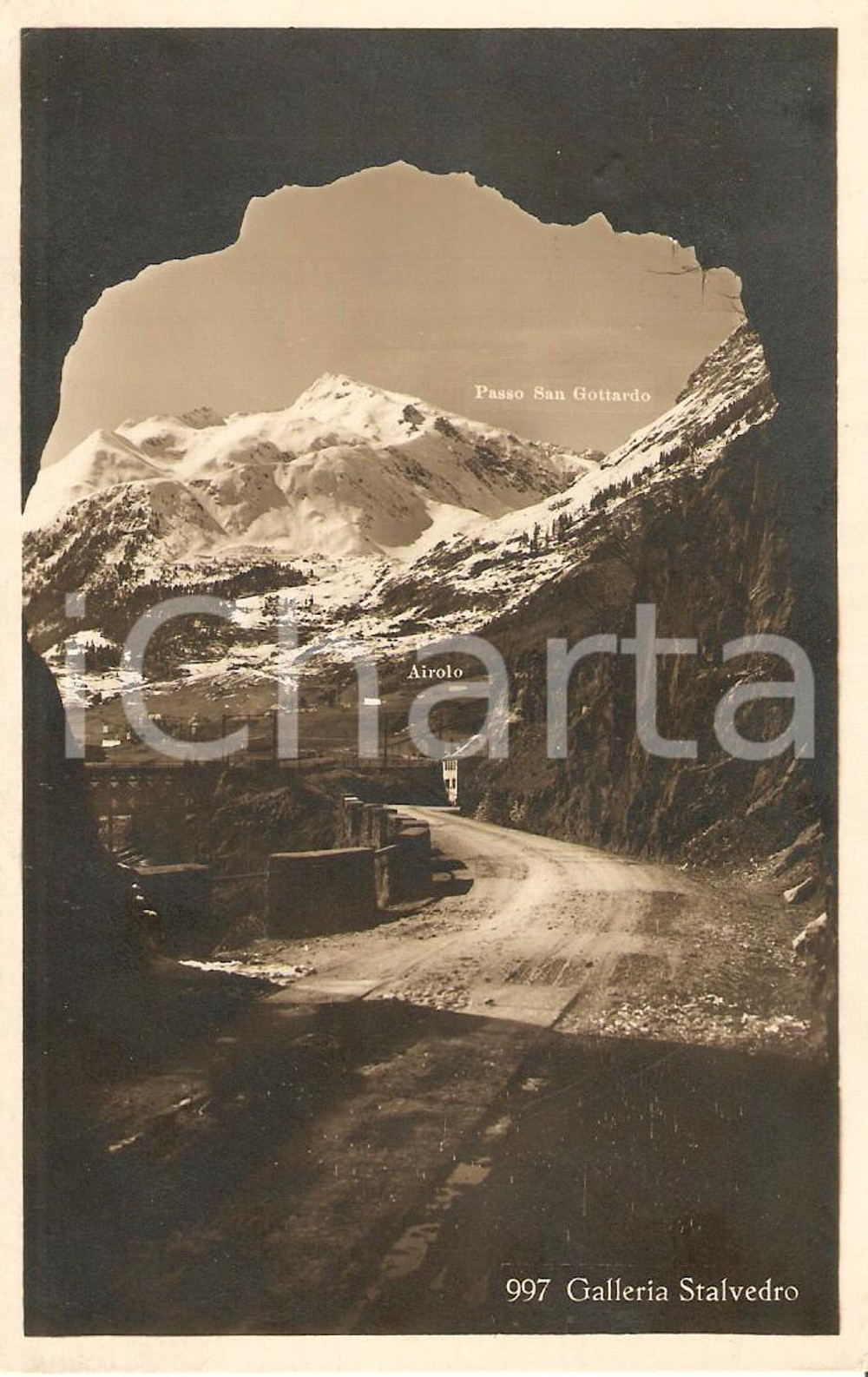 Cartolina originale da collezione 1929 AIROLO SVIZZERA Galleria STALVEDRO Passo SAN GOTTARDO Cartolina FP VG 1