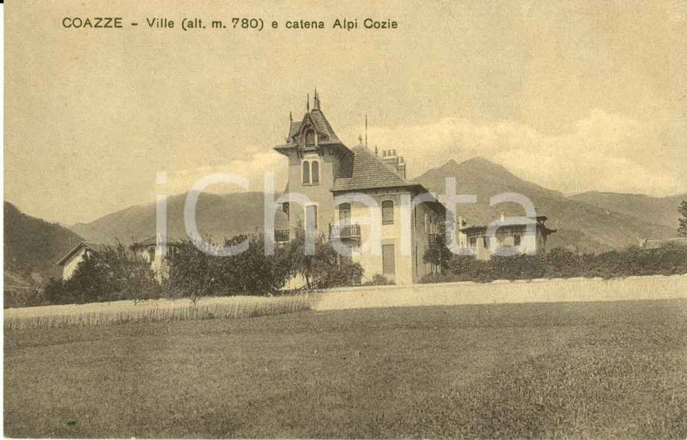 Cartolina originale da collezione 1930 ca COAZZE (TO) Scorcio di ville e delle ALPI COZIE *Cartolina FP NV 1