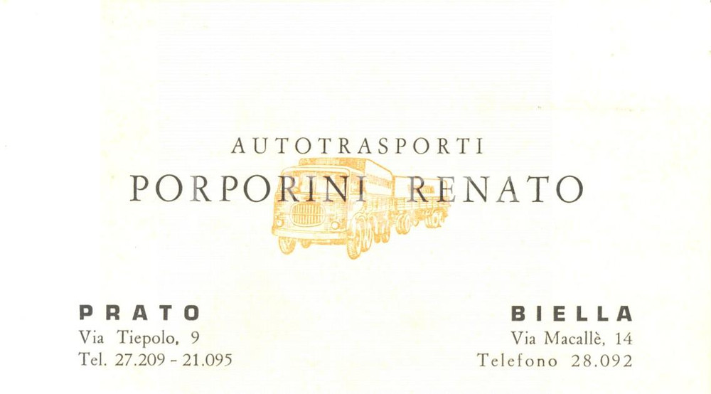 Oggetto da collezione cartaceo 1967 PRATO Autotrasporti Renato PORPORINI Biglietto ILLUSTRATO 1