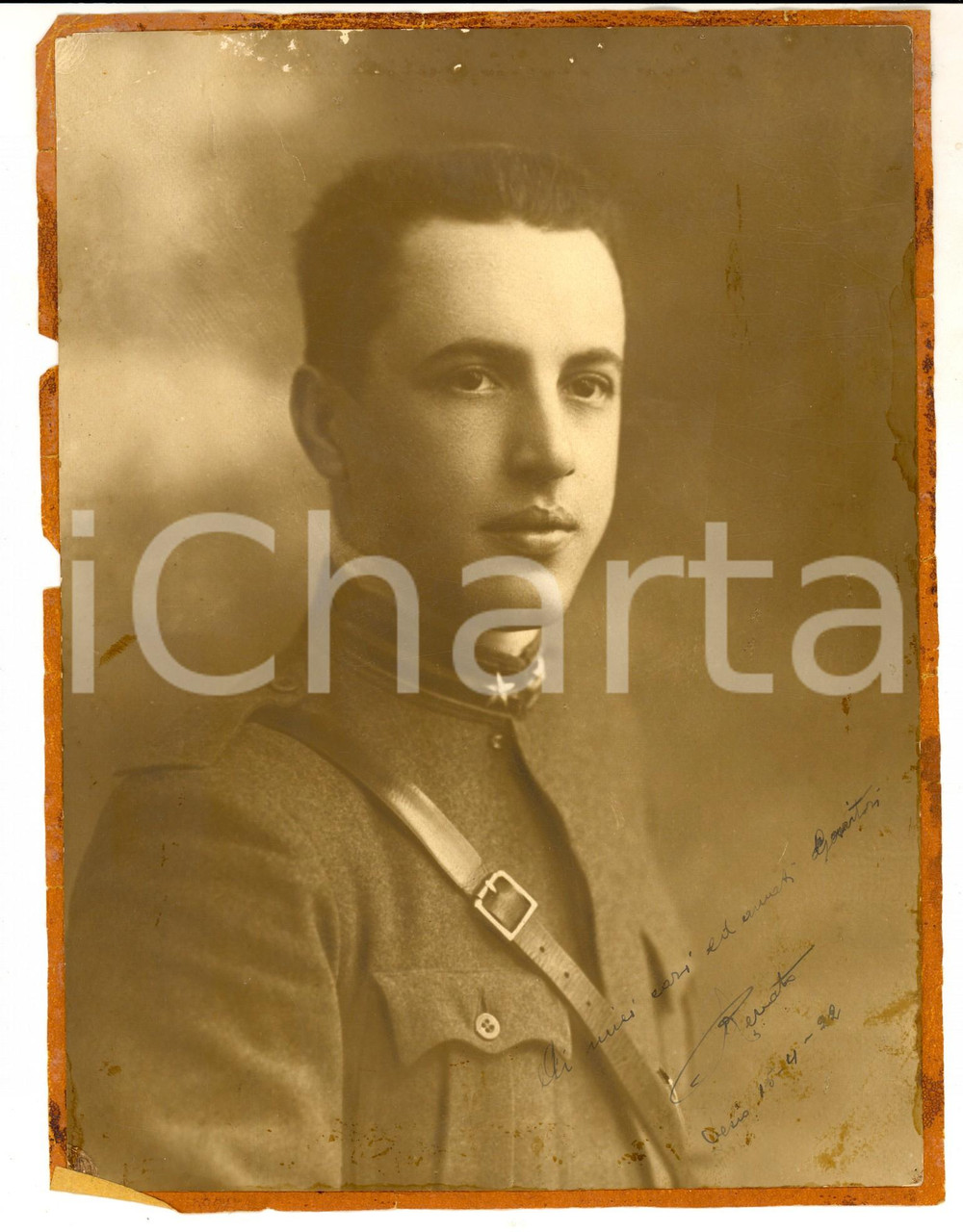 Fotografia d epoca originale 1922 REGIO ESERCITO DESIO Ritratto di un giovane ufficiale Foto 18x24 1