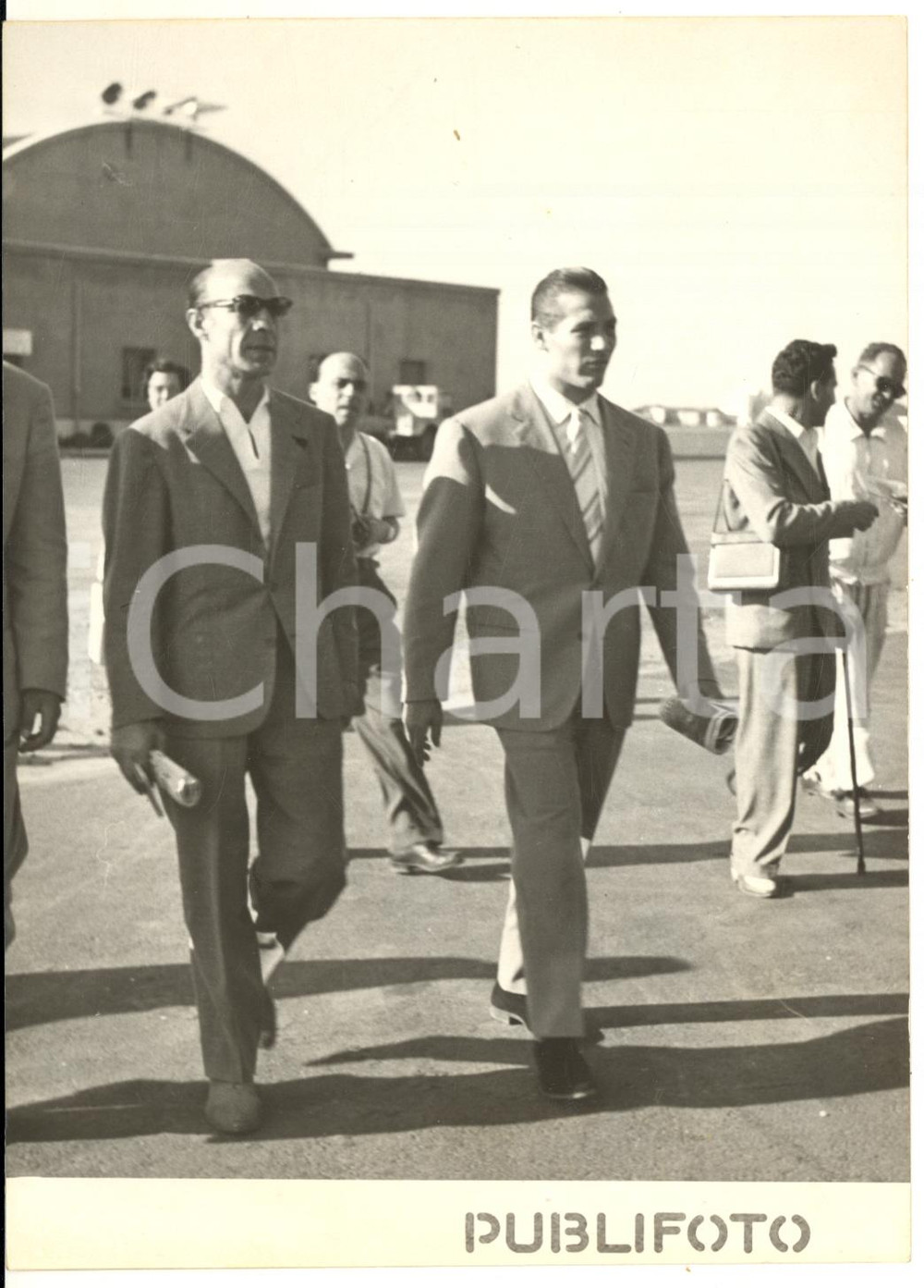 1954 ROMA CIAMPINO Pugile Tiberio MITRI in partenza per Alghero *Foto 13x18 cm