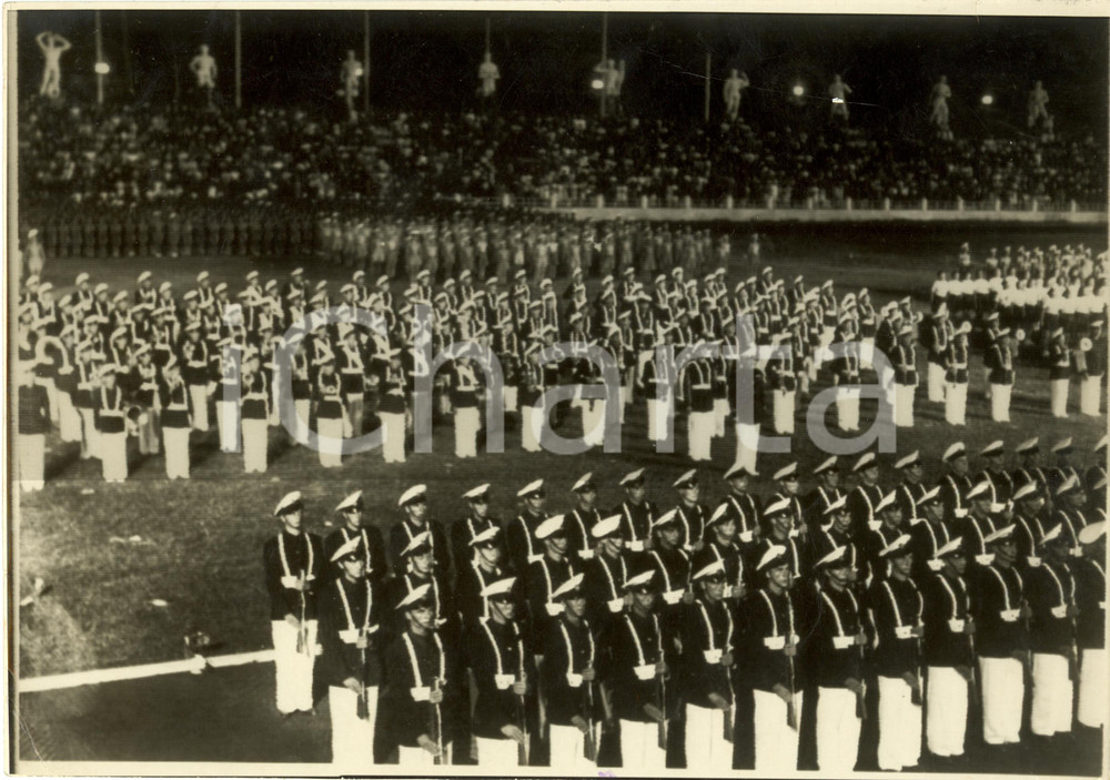 Fotografia d epoca originale 1938 ROMA Foro MUSSOLINI Giovani GIL schierati per saggio Telefoto 1