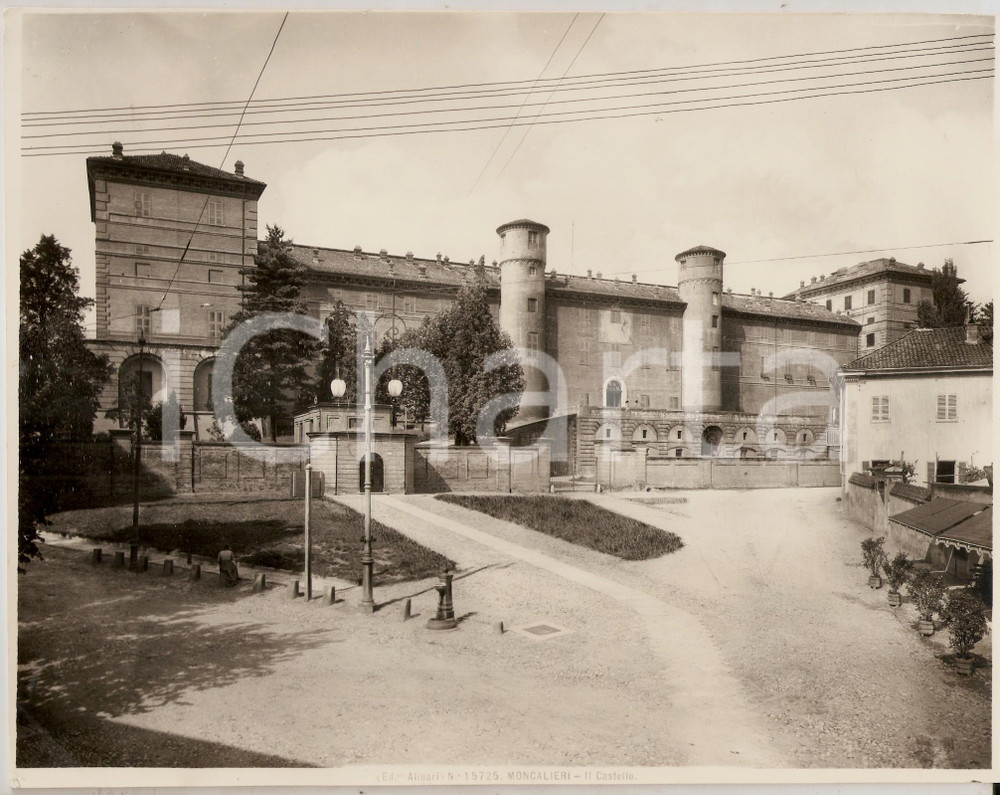 Fotografia d epoca originale 1935 ca MONCALIERI Veduta del castello reale Foto artistica ALINARI 25x20 cm 1