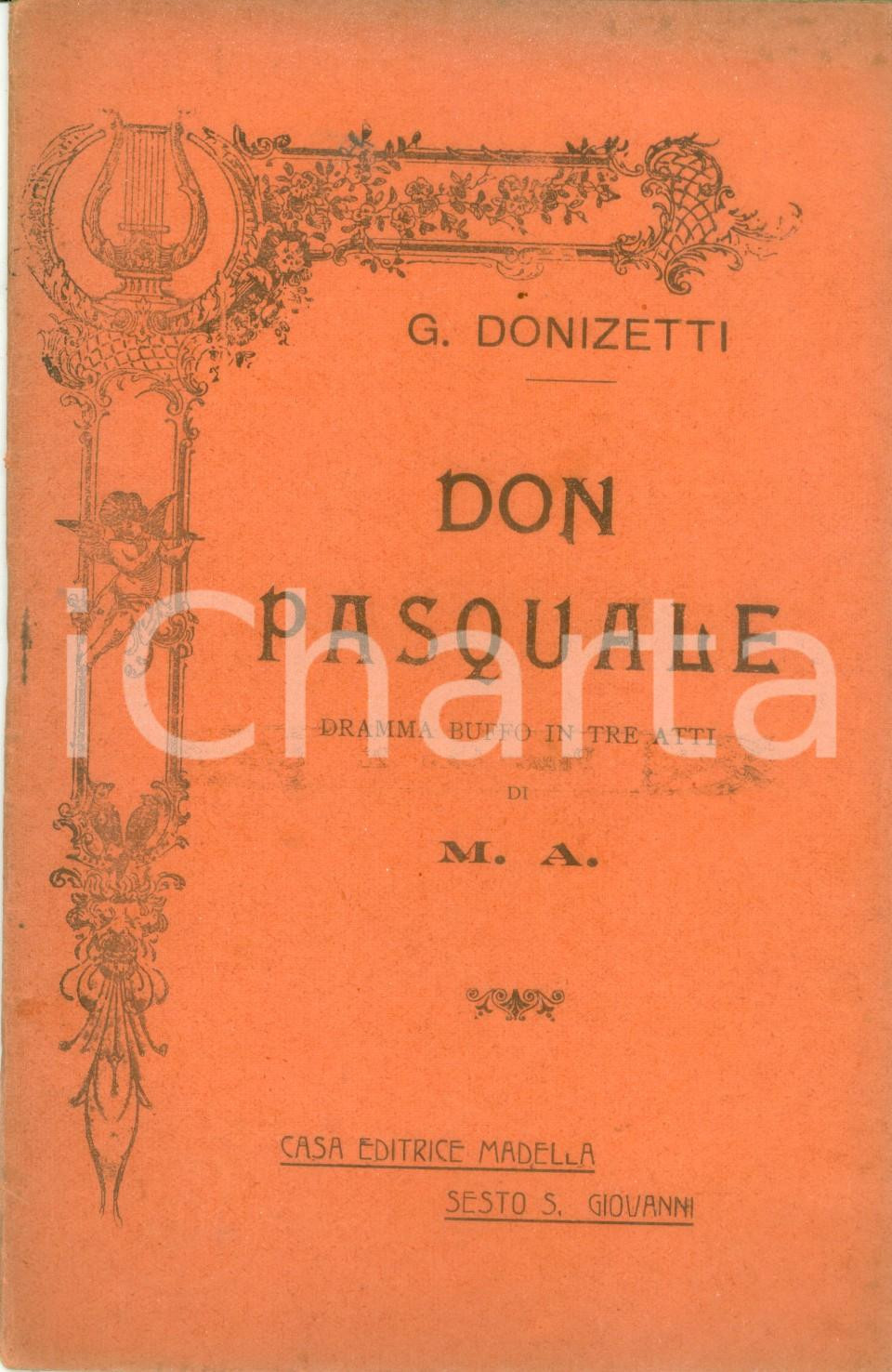 Oggetto da collezione cartaceo 1918 Gaetano DONIZETTI Don Pasquale Dramma buffo Libretto RICORDI 1