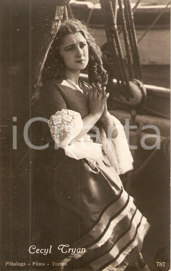 Cartolina originale da collezione 1925 ca CINEMA Attrice Cecyl TRYAN Cartolina PITTALUGA FILMS  TORINO 1