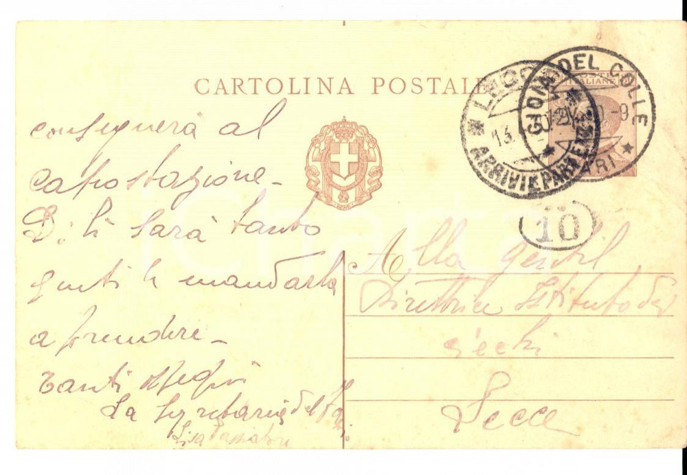 Cartolina originale da collezione 1930 GIOIA DEL COLLE (BA) Accompagnatore per la cieca Carmela ANTONICELLI *FP 1