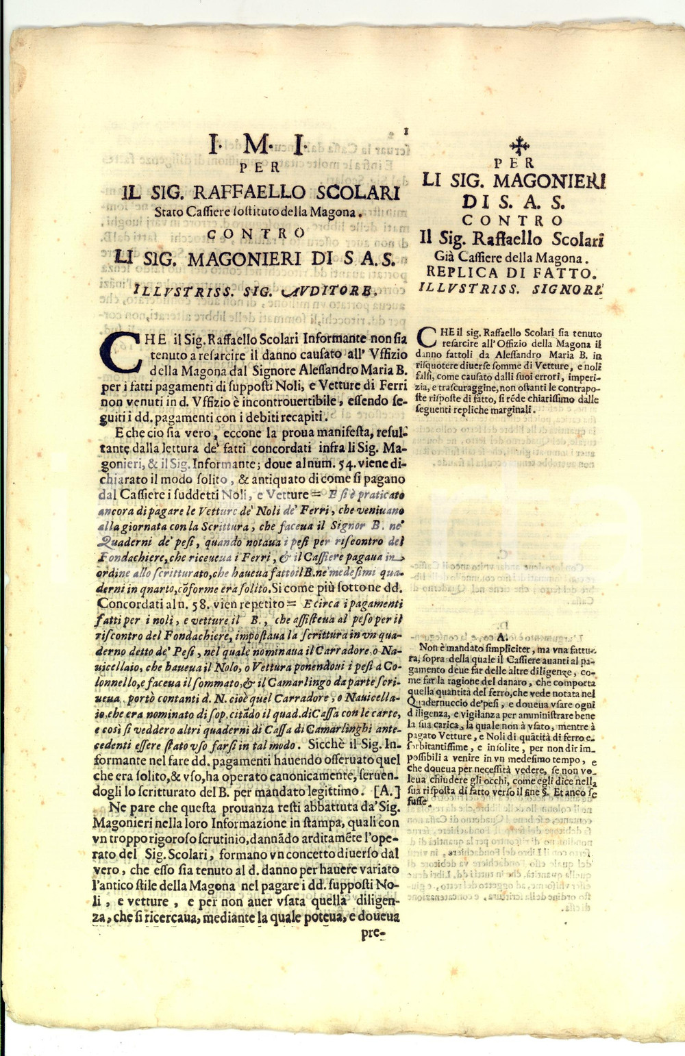 Documento originale, autentico 1685 FIRENZE Ufficio della MAGONA chiede danni a ex cassiere Raffaello SCOLARI 1