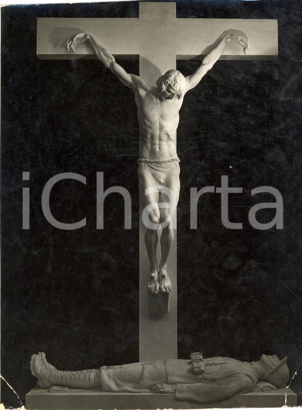 Fotografia d epoca originale 1937 PALUZZA UD Crocifisso e Fante Santuario di TIMAU Fotografia 1