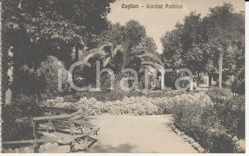 1915 ca CAGLIARI Veduta dei Giardini Pubblici *Cartolina postale VINTAGE FP NV