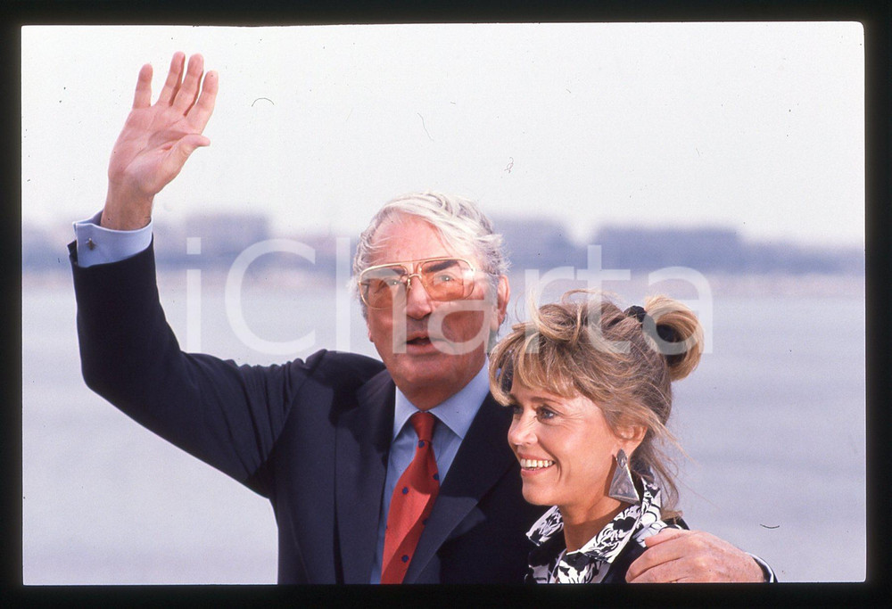 35mm vintage slide* 1989 FESTIVAL CANNES - Jane FONDA e Gregory PECK Ritratto 2