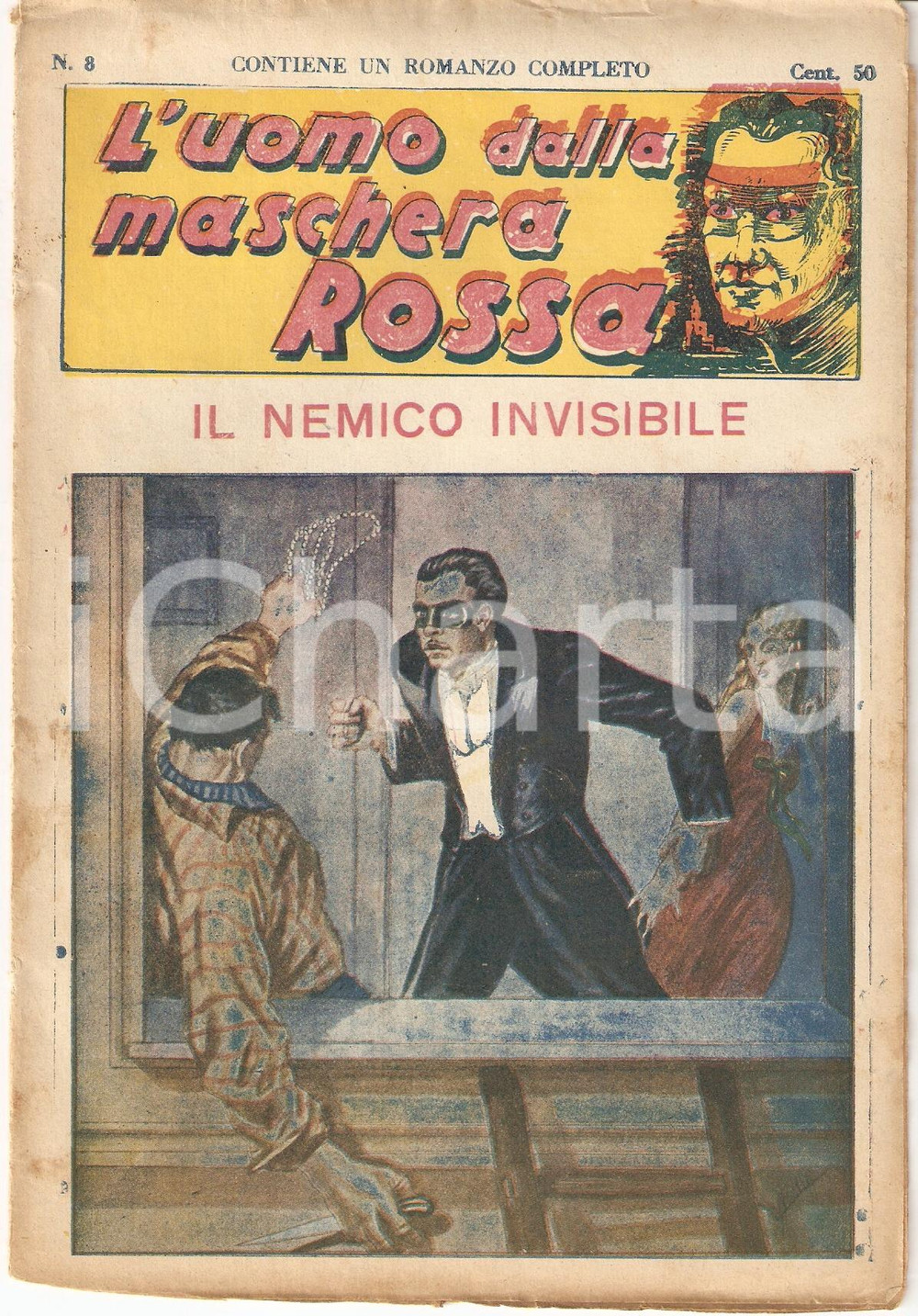 Giornale, rivista storica 1936 L'UOMO DALLA MASCHERA ROSSA Il nemico invisibile *Rivista nÂ°8 1