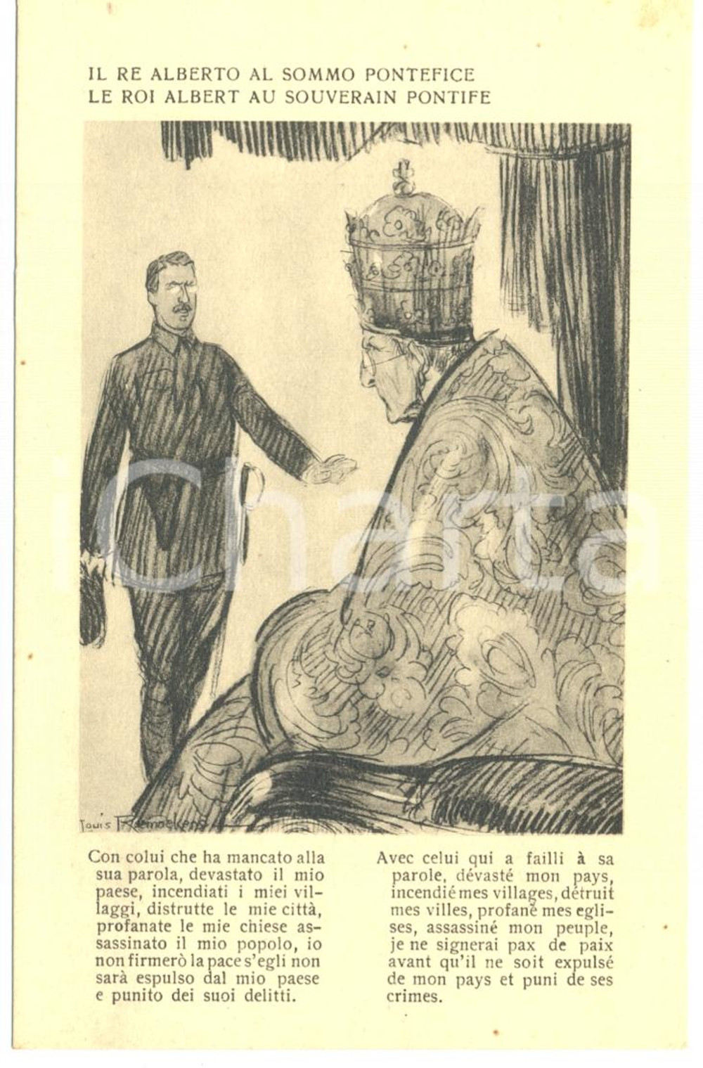 Cartolina originale da collezione 1917 WW1 SATIRA DI GUERRA Il re ALBERTO al Sommo Pontefice *Postcard FP NV 1