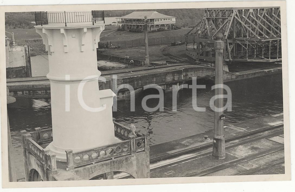 Fotografia d epoca originale 1937 PANAMA Sentinella lungo il canale REAL PHOTO cm 13,5 x 8,5 1
