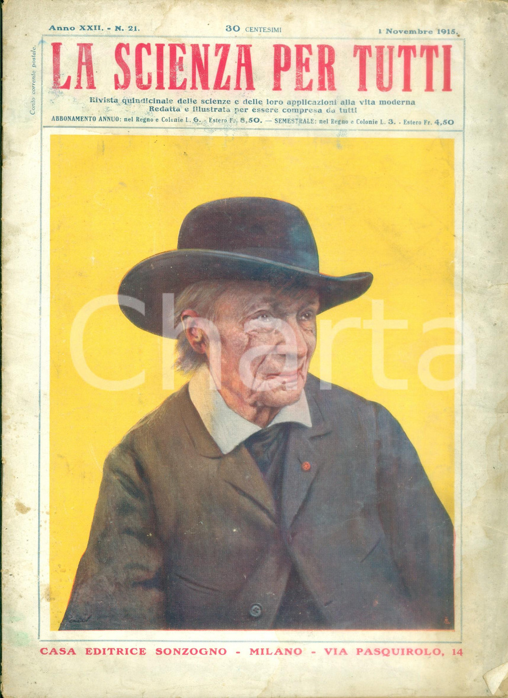 Giornale, rivista storica 1915 WW1 LA SCIENZA PER TUTTI Mercurio nella termodinamica Rivista ILLUSTRATA 1