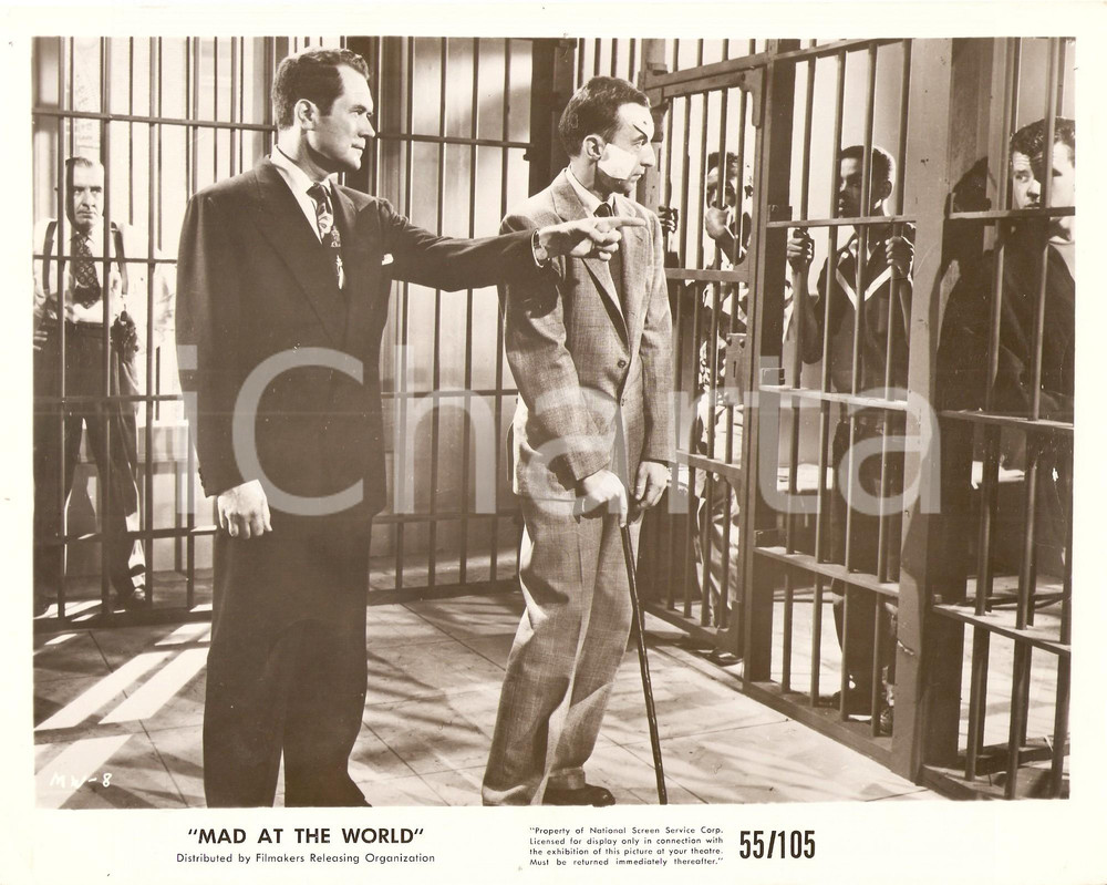 Fotografia d epoca originale 1955 MAD AT THE WORLD Frank LOVEJOY in prigione  Regia Harry ESSEX Foto 1