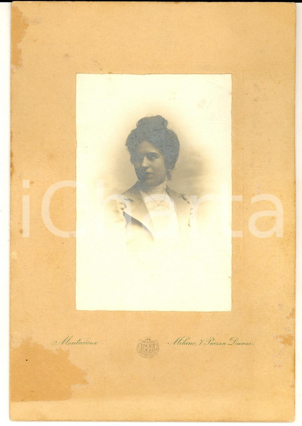 1900 MILANO Ritratto di Giustina MATTIOLI con dedica *Foto MONTABONE 12x17 cm