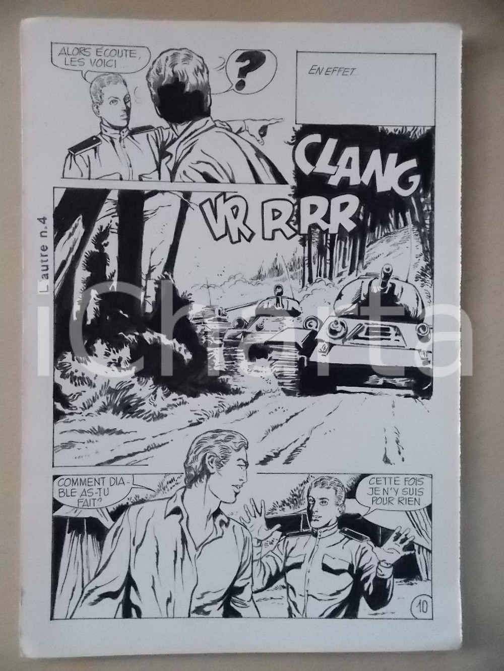 Opera d’arte autentica 1970 L AUTRE Ep. 4 Luciano BERNASCONI Carri armati Tavola originale LUBE 1