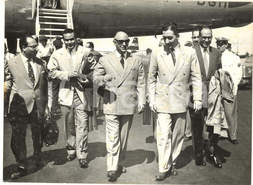 1957 ROMA Arrivo ministro Aziz SEDKY su volo AIR INDIA *Foto 18x13 cm
