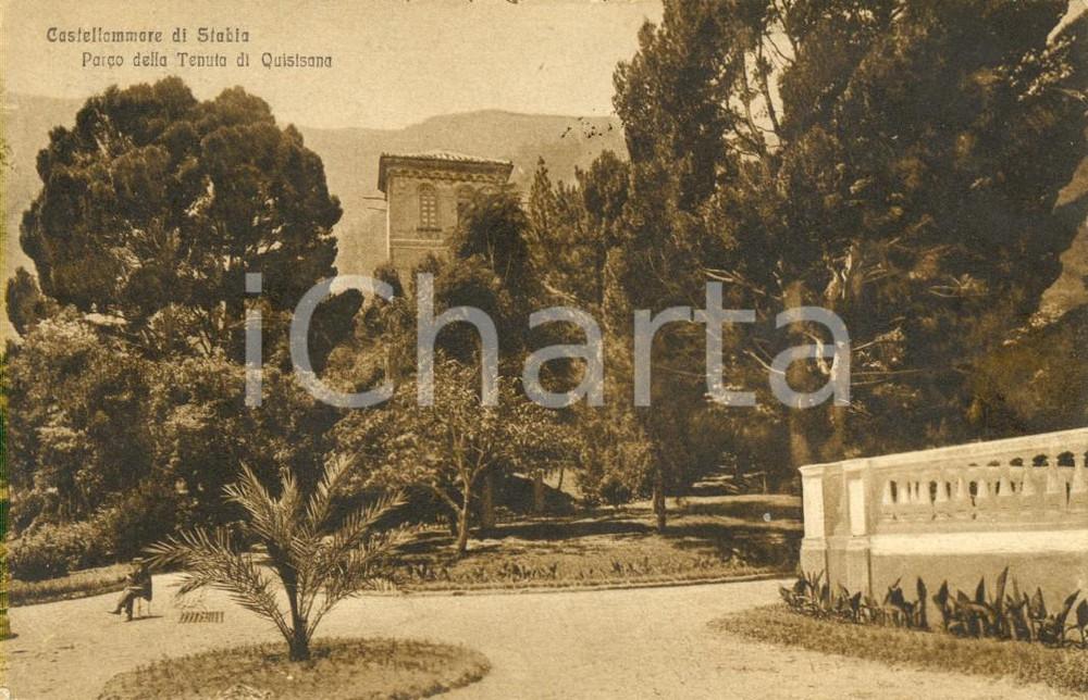 Cartolina originale da collezione 1923 CASTELLAMARE DI STABIA (NA) Parco della reggia di QUISISANA Cartolina FP VG 1