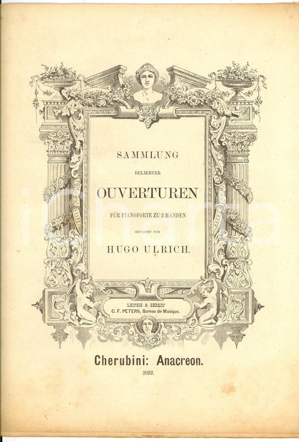 Oggetto da collezione cartaceo 1880 Hugo ULRICH Anacreon CHERUBINI Pianoforte 2 mani 1