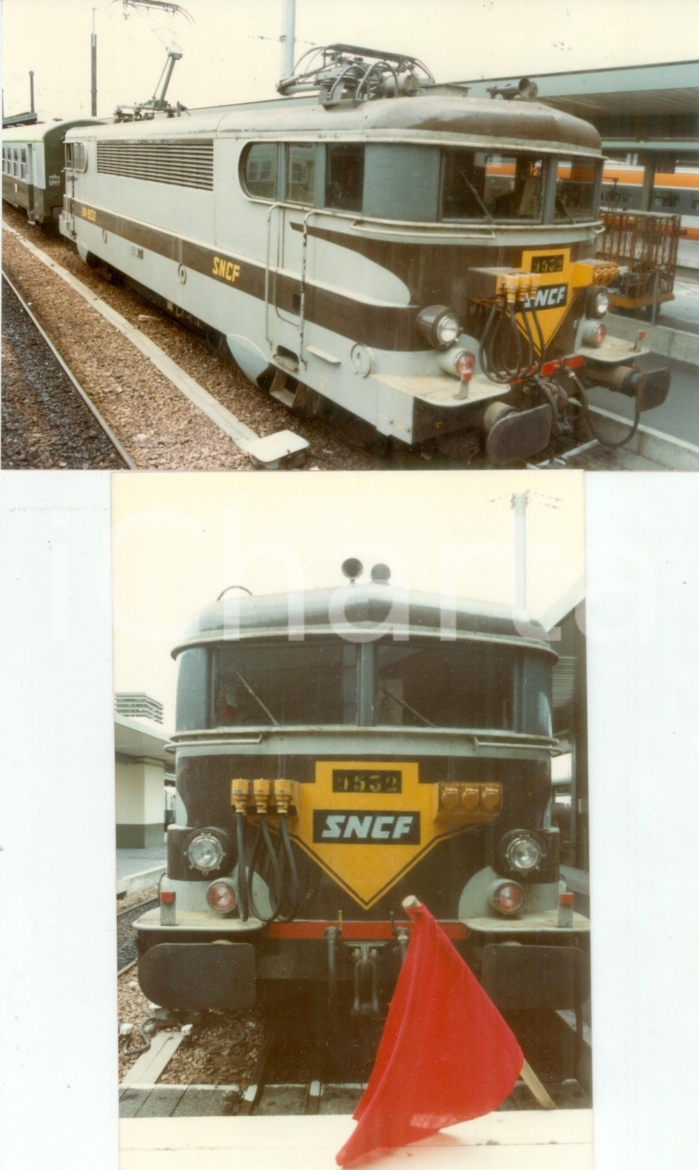 Fotografia d epoca originale 1980 ca FRANCE Locomotiva SNCF 9532 in stazione Lotto 2 fotografie 1