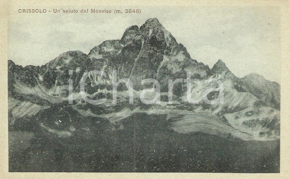 Cartolina originale da collezione 1935 ca CRISSOLO (CN) Valli del PO - Panorama con MONVISO *Cartolina FP NV 1
