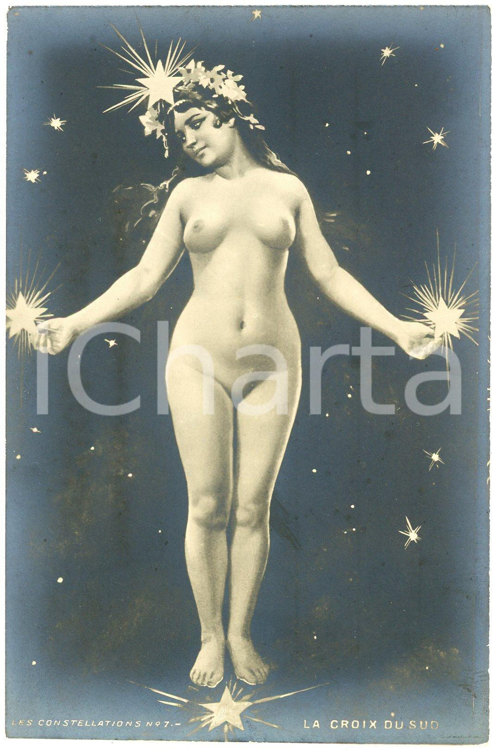 1900 VINTAGE EROTIC Les constellations - Croix du Sud - Nude woman *Postcard n°7  Cartolina postale d'epoca, non viaggiata.CONDIZIONI: GFORMATO: FP    originale e autentica 1