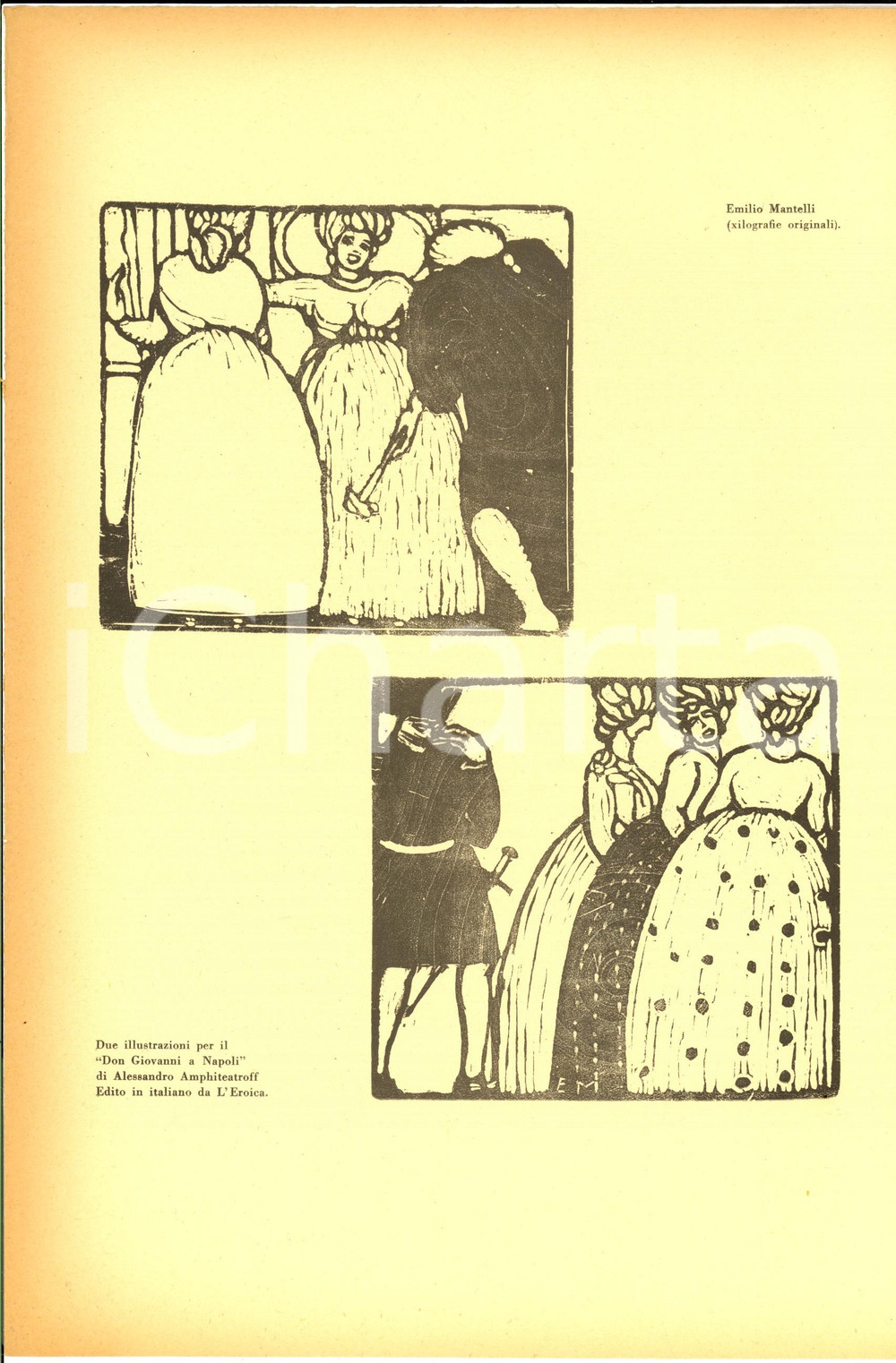 Stampa, bozzetto originale 1936 Emilio MANTELLI Illustrazioni per DON GIOVANNI Stampa da L EROICA 217218 1