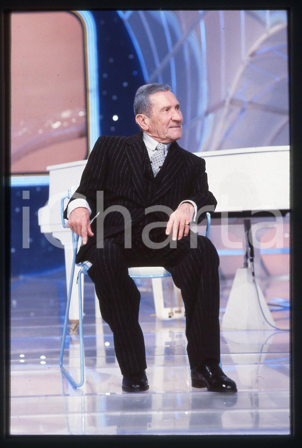35mm vintage slide*1985ca TELEVISIONE Paolo STOPPA ospite in una trasmissione 4