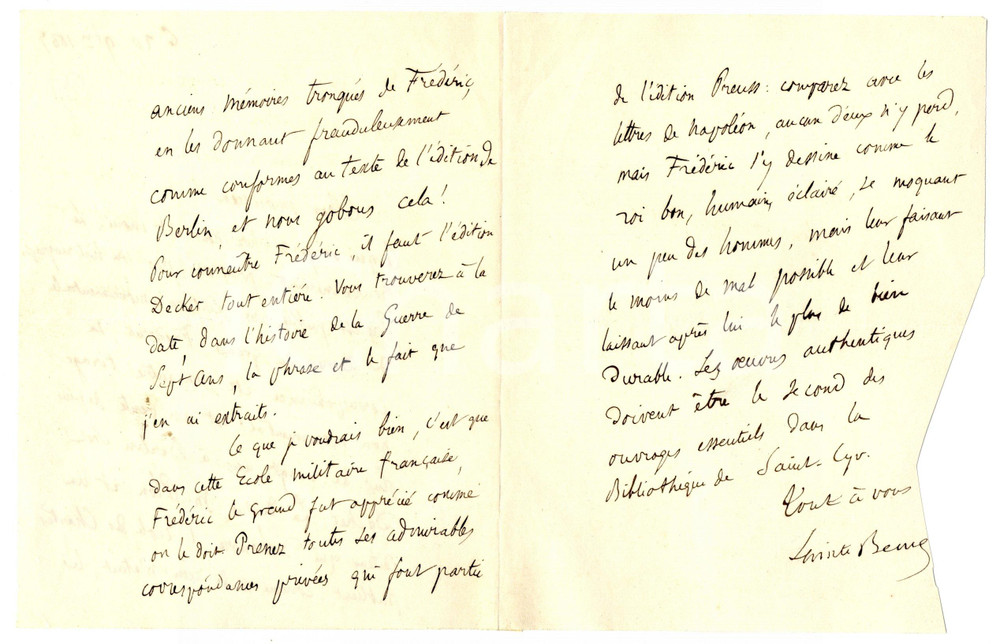 Autografo originale 1867 PARIS Charles-Augustin SAINTE-BEUVE contre l'Ã©diteur PLON Autographe 1